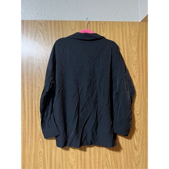 Woman’s Black Button Up Top With Rhinestone Fringe Woman’s Size Large - Picture 8 of 10